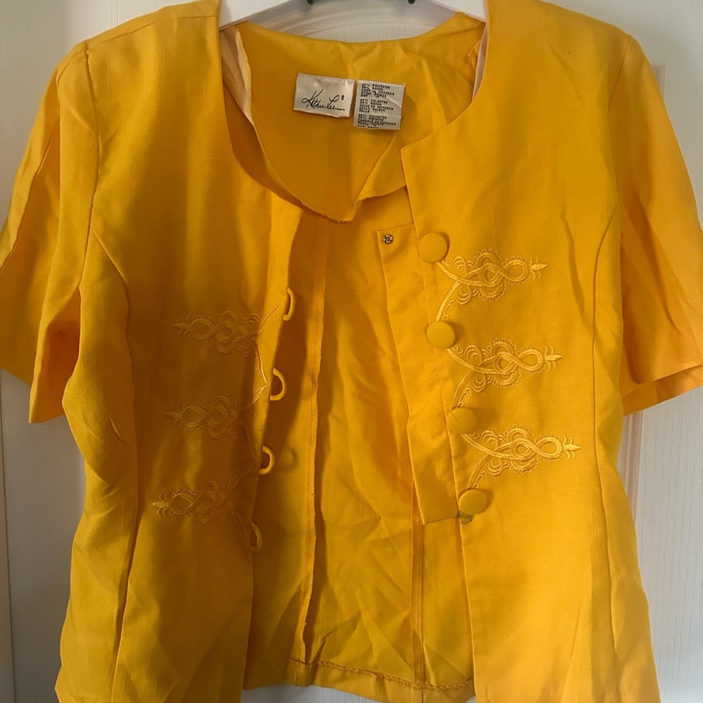 Yellow Shirt Jacket Female Button